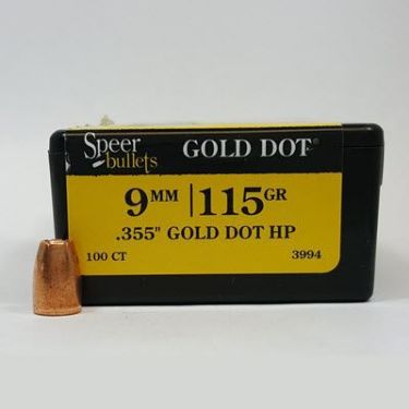Speer 9mm HP 115 Grain Bullets