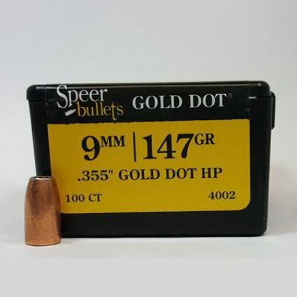 Speer Gold Dot 9mm 147 grain HP Bullets