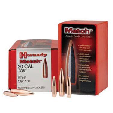 30 Caliber Bullets (308) 168 grain BTHP Match Hornady 100pk