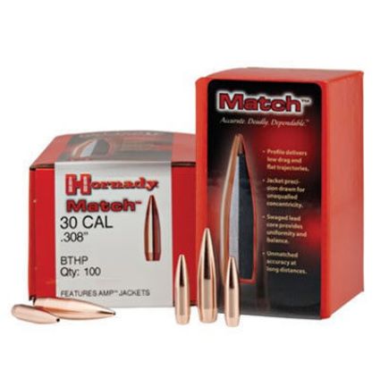 30 Caliber Bullets (308) 208 grain BTHP Match Hornady 100pk