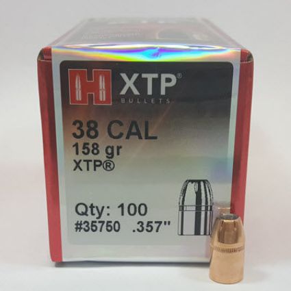 38 Caliber Bullets 158 grain HP Hornady XTP 100pk