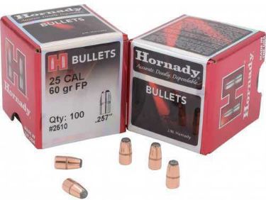 25 Caliber Bullets 060 grain FP Hornady