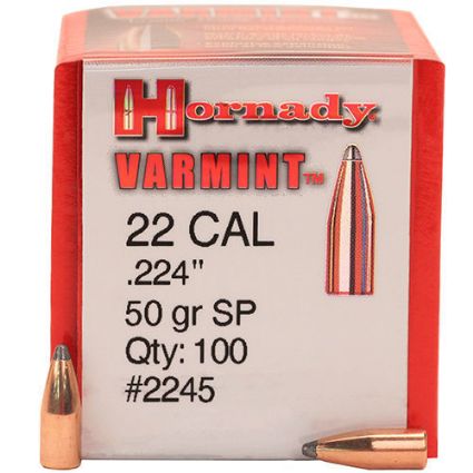 Hornady 22 Cal .224 50 grain Spire Point Bullets
